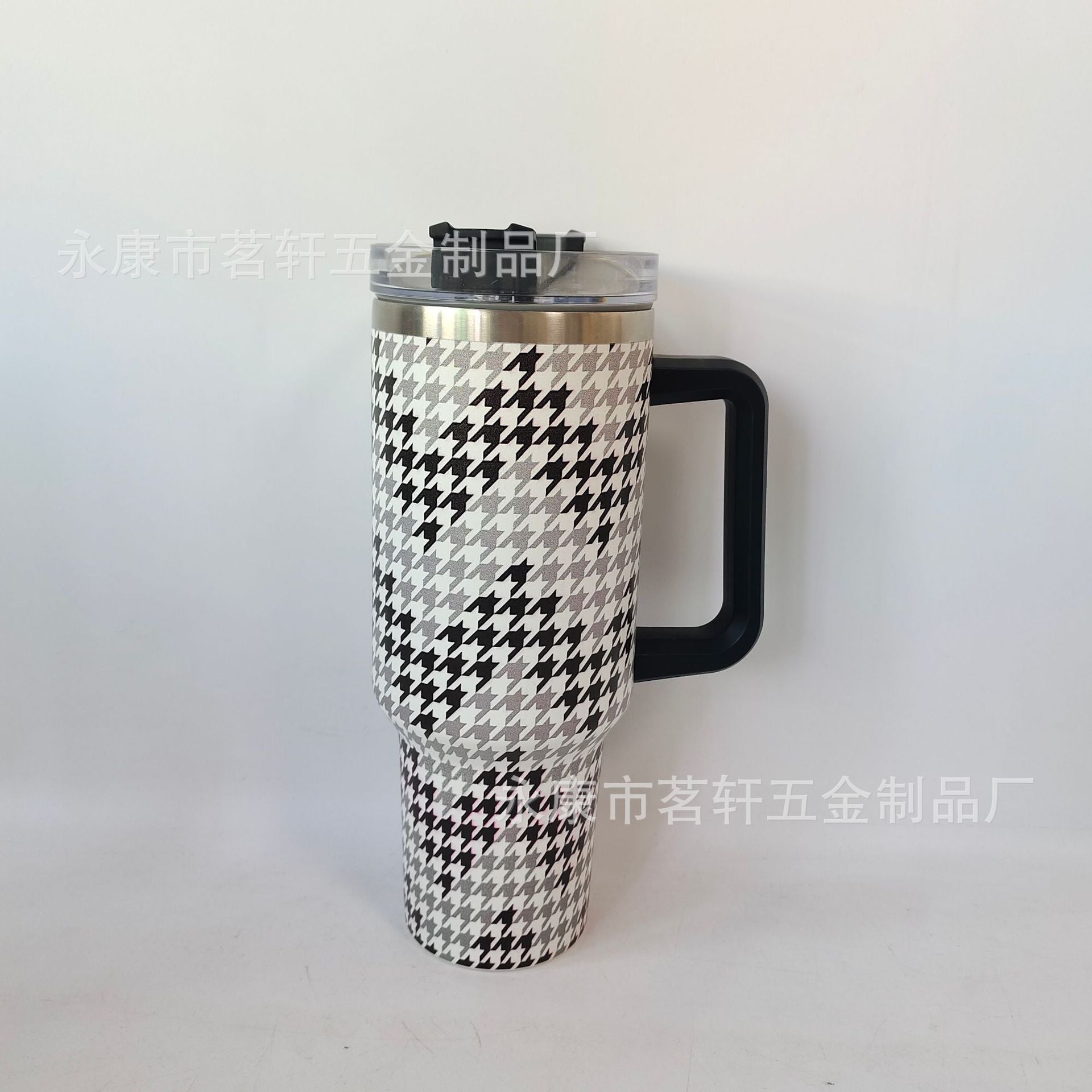 Wholesale Tumbler Houndstooth Stainless Steel Double-layer Handle Insulation 40oz Ice Cup